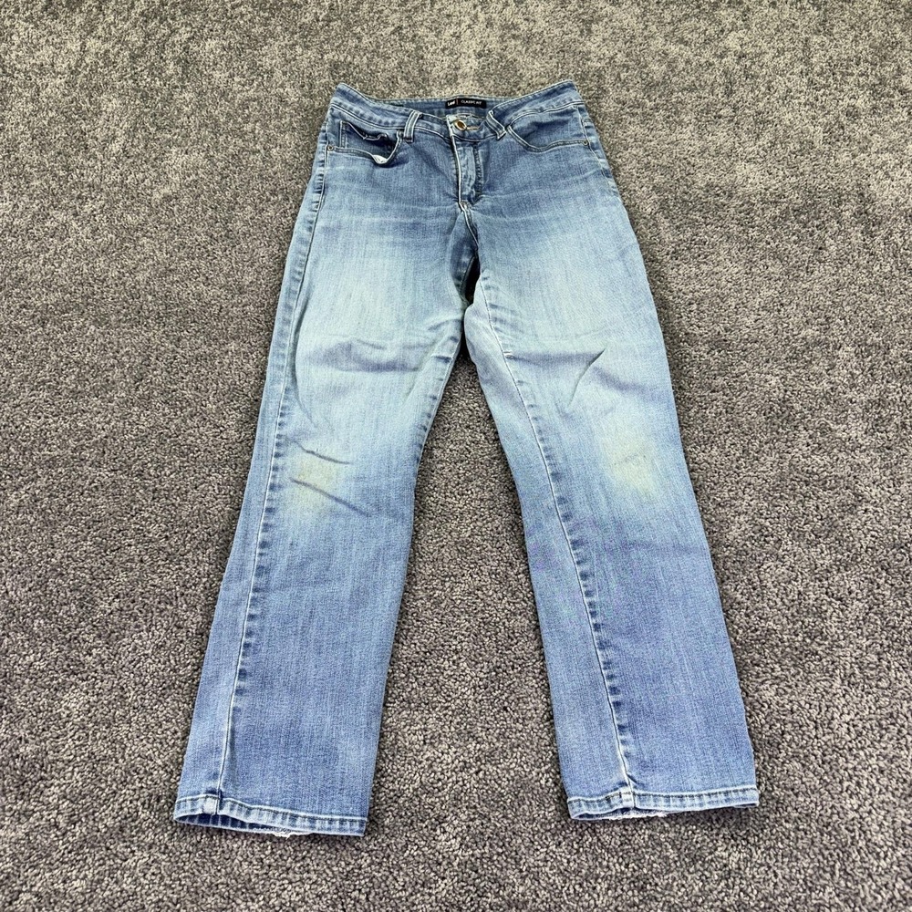 Lee Jeans Womens 28x26 Petite Blue Classic Fit Straight Light Wash Denim